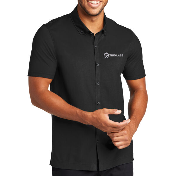 Trio Labs Embroidered - Stretch Pique Full Button Polo Thumbnail