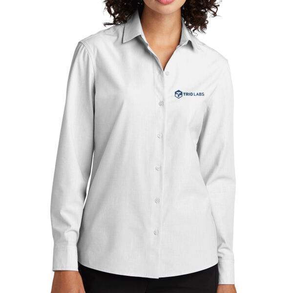 Trio Labs Embroidered - Women's Long Sleeve Stretch Woven Shirt Thumbnail